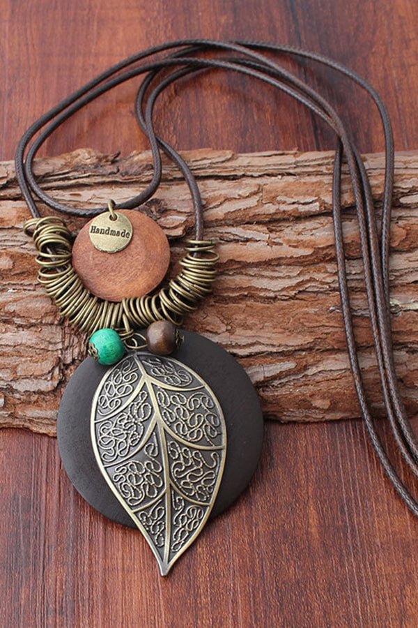 Leaf Beaded Alloy Necklace