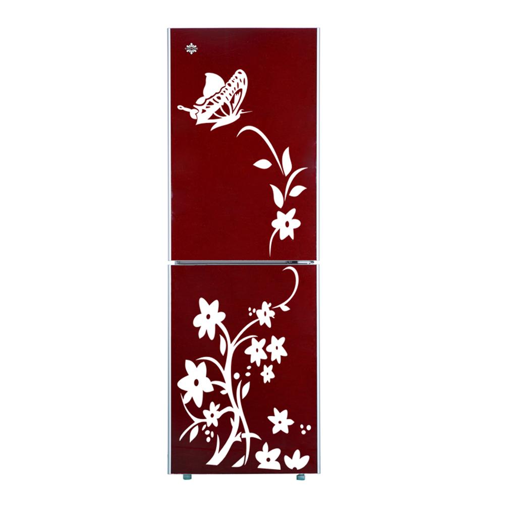 

Flower Rattan Butterfly Pattern White Removable Home Wall Fridge Sticker, 501 Original