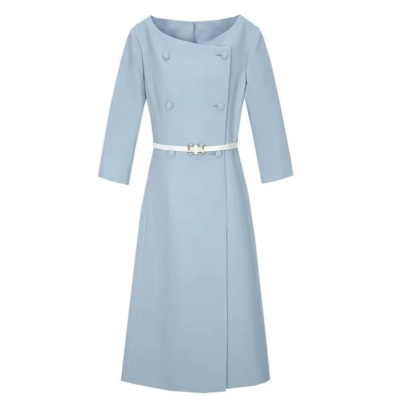 Round Neck Satin Vintage Floral Print Half Sleeve Elegant Midi Dress