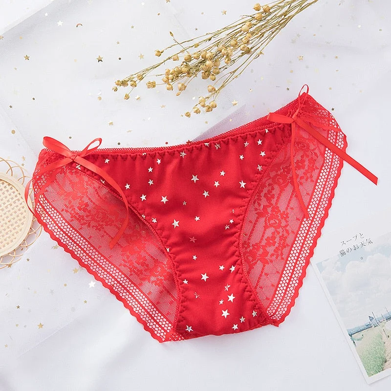 2021 Cotton Underwear Panties Sexy Lace Panties Low Waist Chiffon Briefs Women's Hollow Out Underpants Girl Traceless Lingerie