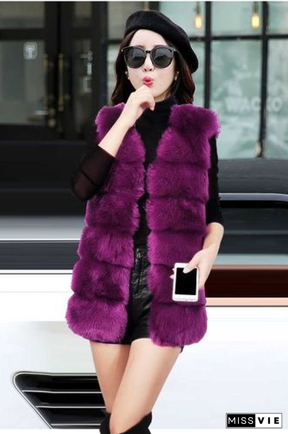 Autumn Winter Faux Fur Coat Women Thick Warm Fur Elegant Sleeveless Long Vest Woman Casual Slim Luxury Thick Warm Fur Jacket