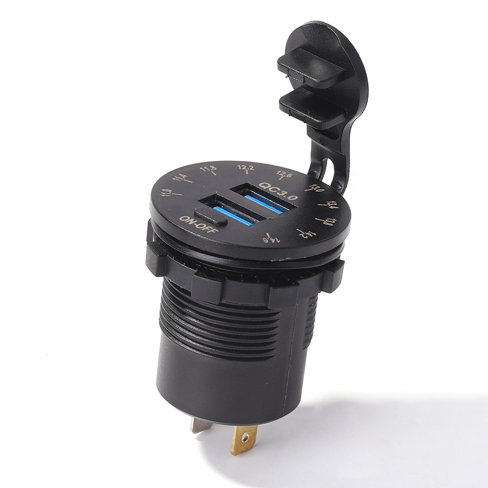 

Quick Charge 3.0 Dual USB Car Charger Socket with On Off Switch Voltmeter, 501 Original
