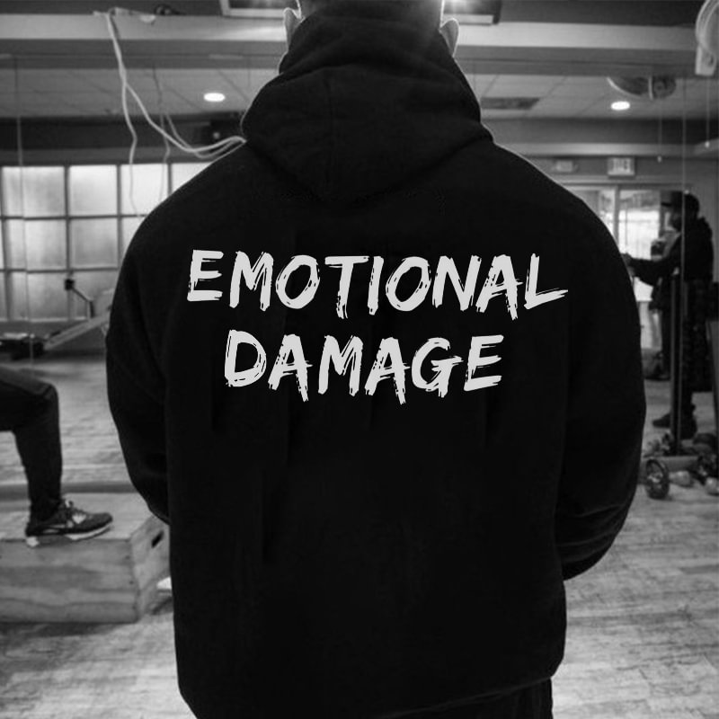 UPRANDY Emotional Damage Letters Printed Men's Hoodie -  UPRANDY
