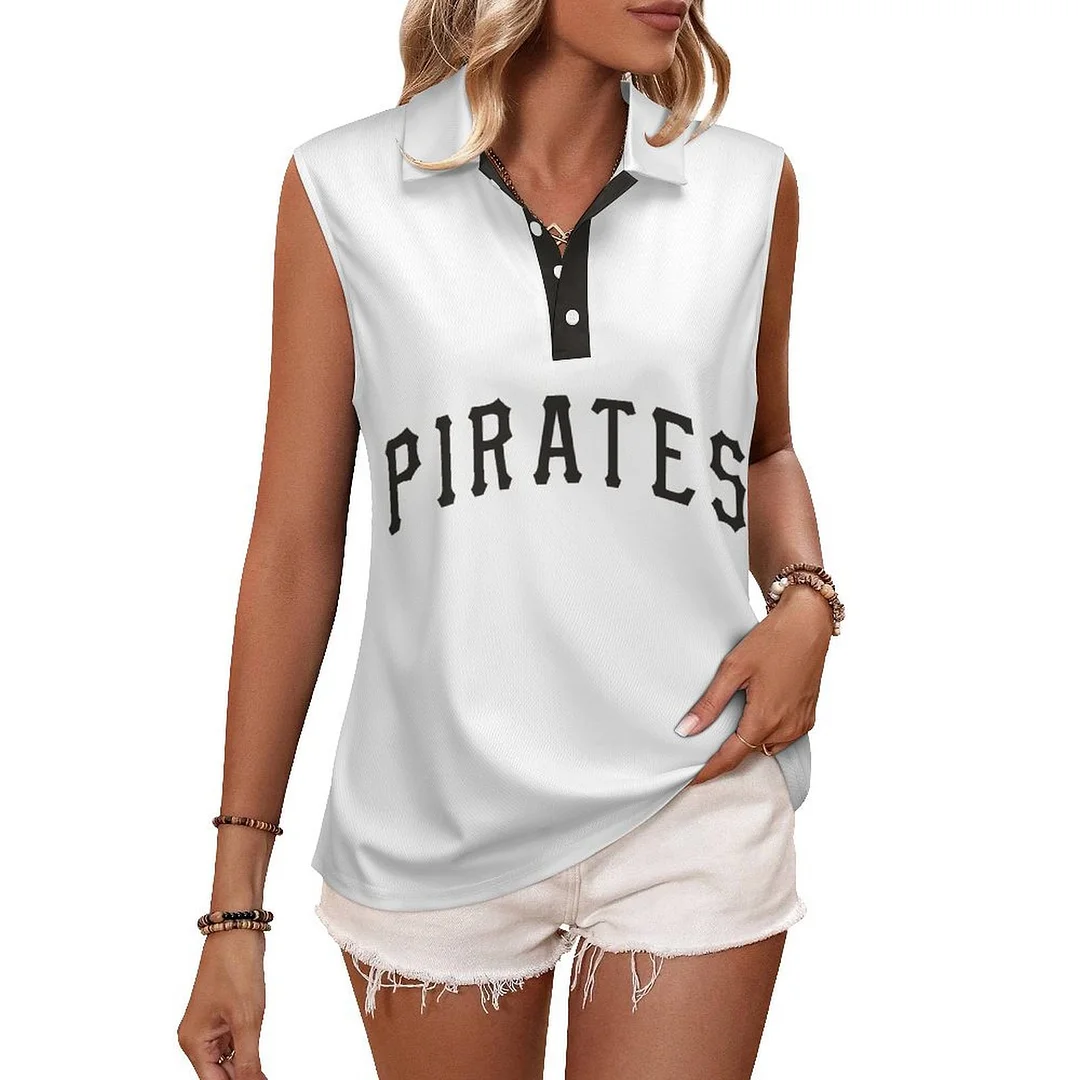V-neck Sleeveless Casual POLO Shirt Tank Top for Women Printed with Pattern,Yellow,White,Black