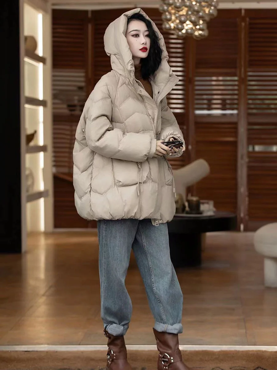 Woherb Retro In The Long Down Jacket Female 2024 Winter Fashion Design Sense Hemp Flower Tassel Warm White Duck Down Coat Tide-Outfit Ideas