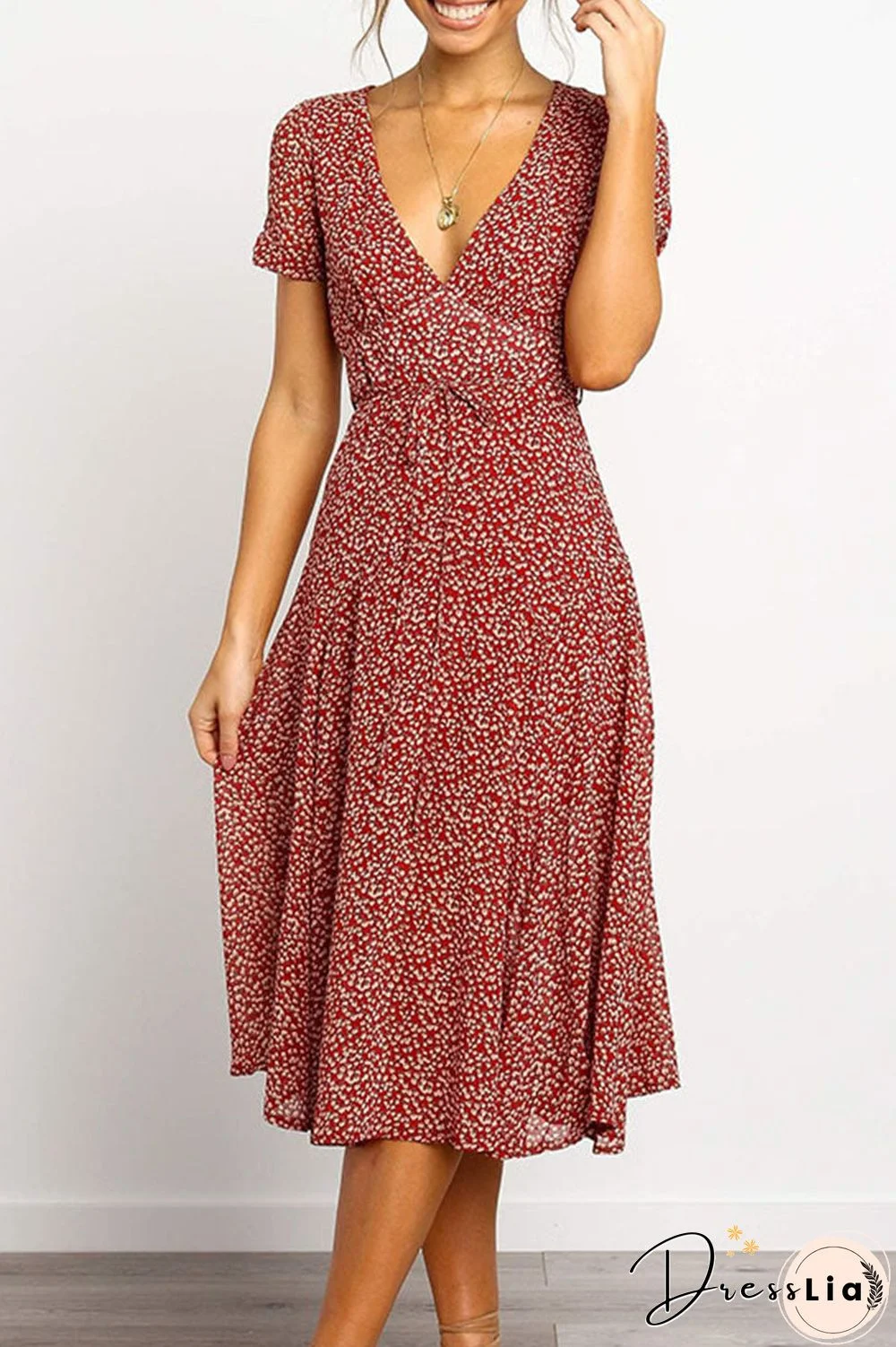 Fashion Sweet Split Joint V Neck A Line Dresses