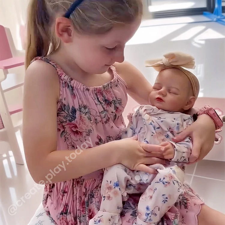 Babeside Sleeping Reborn Baby Peach 17" Newborn Girl Best Gift for Kids
