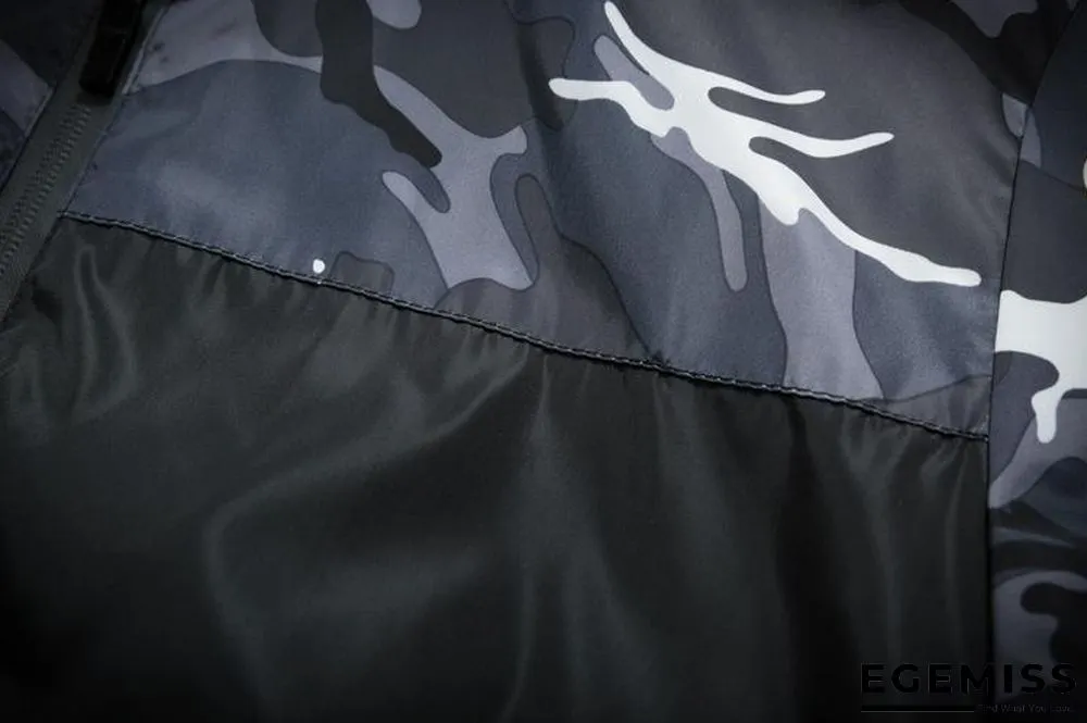 Men's Camouflage Military Casual Zipper Windbreaker Jackets Hooded Coats | EGEMISS