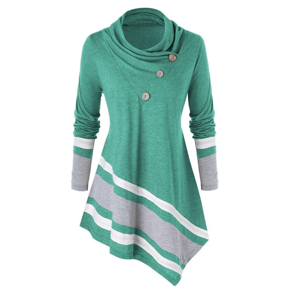 Plus Size 5XL Fashion Turtleneck Blouse Casual Winter Ladies Striped Tunic Tops Female Women's Long Sleeve Shirt Blusas Pullover