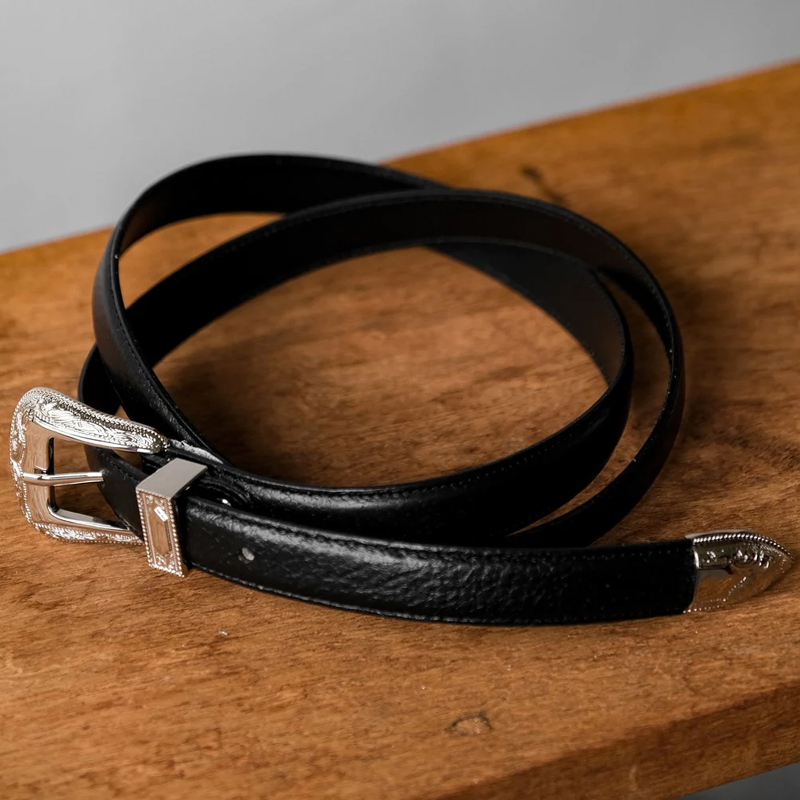 Men's Western Style Buffalo Leather Buckle Belt
