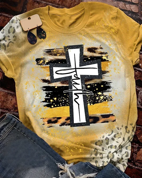 Faith Cross Print Short Sleeve T-shirt