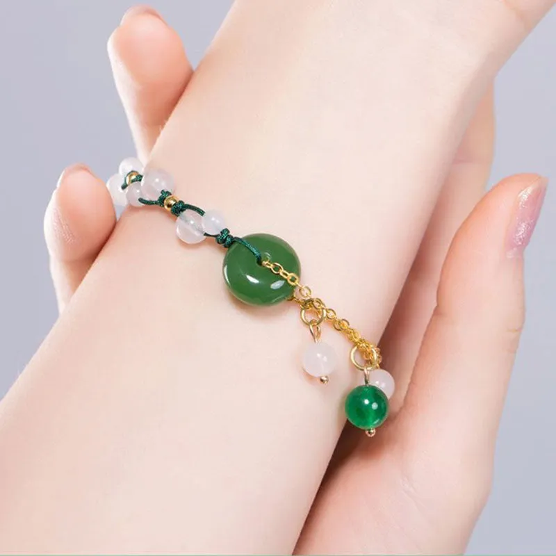 Natural Cyan White Jade Success Bracelet