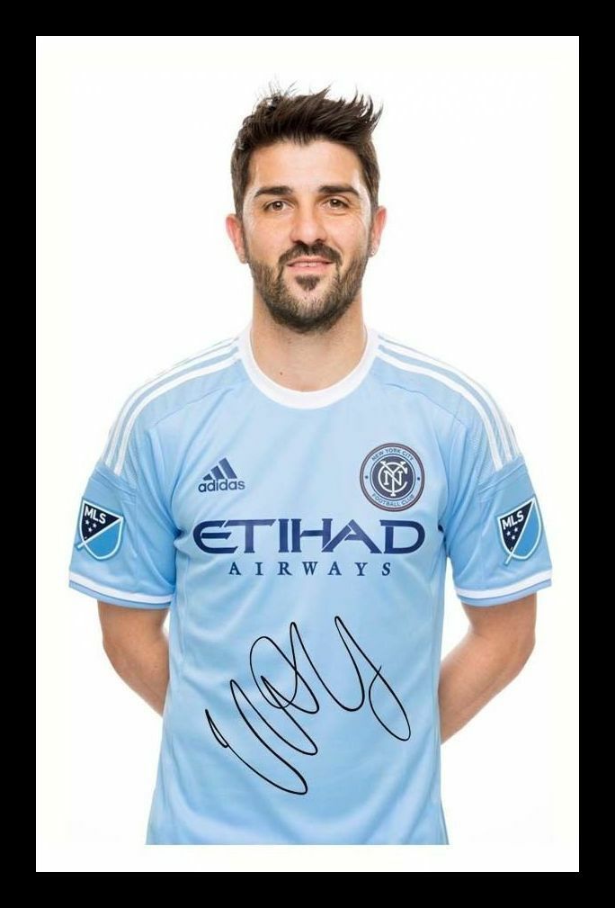 David Villa - New York City Autograph Signed & Framed Photo Poster painting