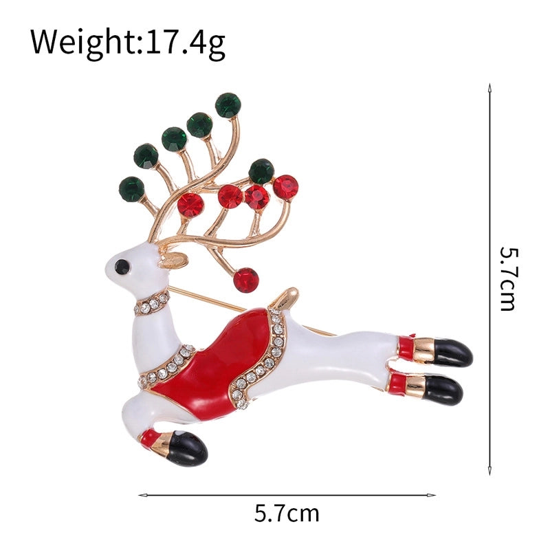 Cute Pin Gift Box Snowman Elk Zinc Alloy Enamel Plating Inlay Rhinestones Unisex Brooches