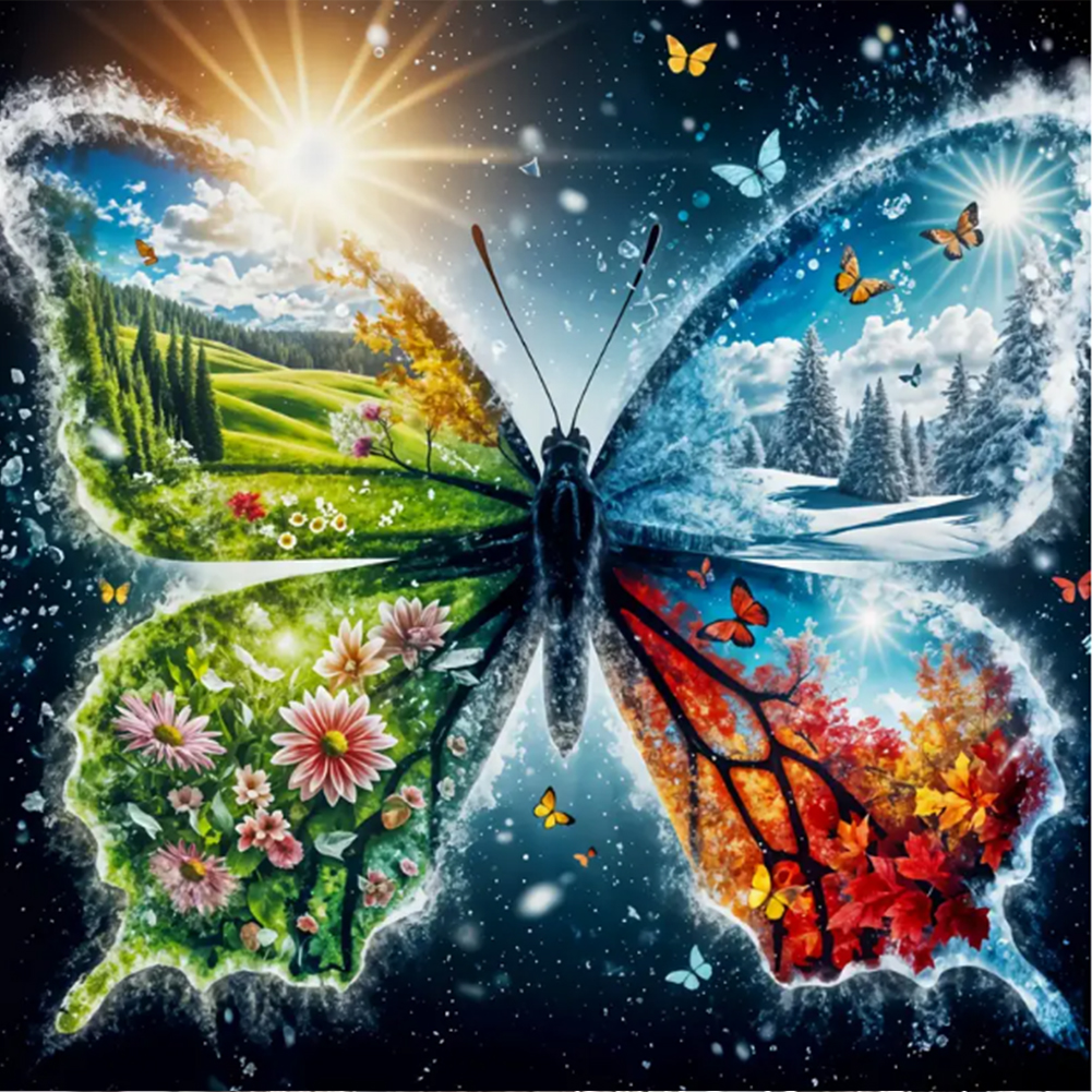 Four Seasons Butterfly 30*30cm(canvas) full round drill diamond painting