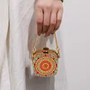(US Local)Mandala Diamond Painting Mirror Bag Rhinestone Jewelry Box for Women (Gold)