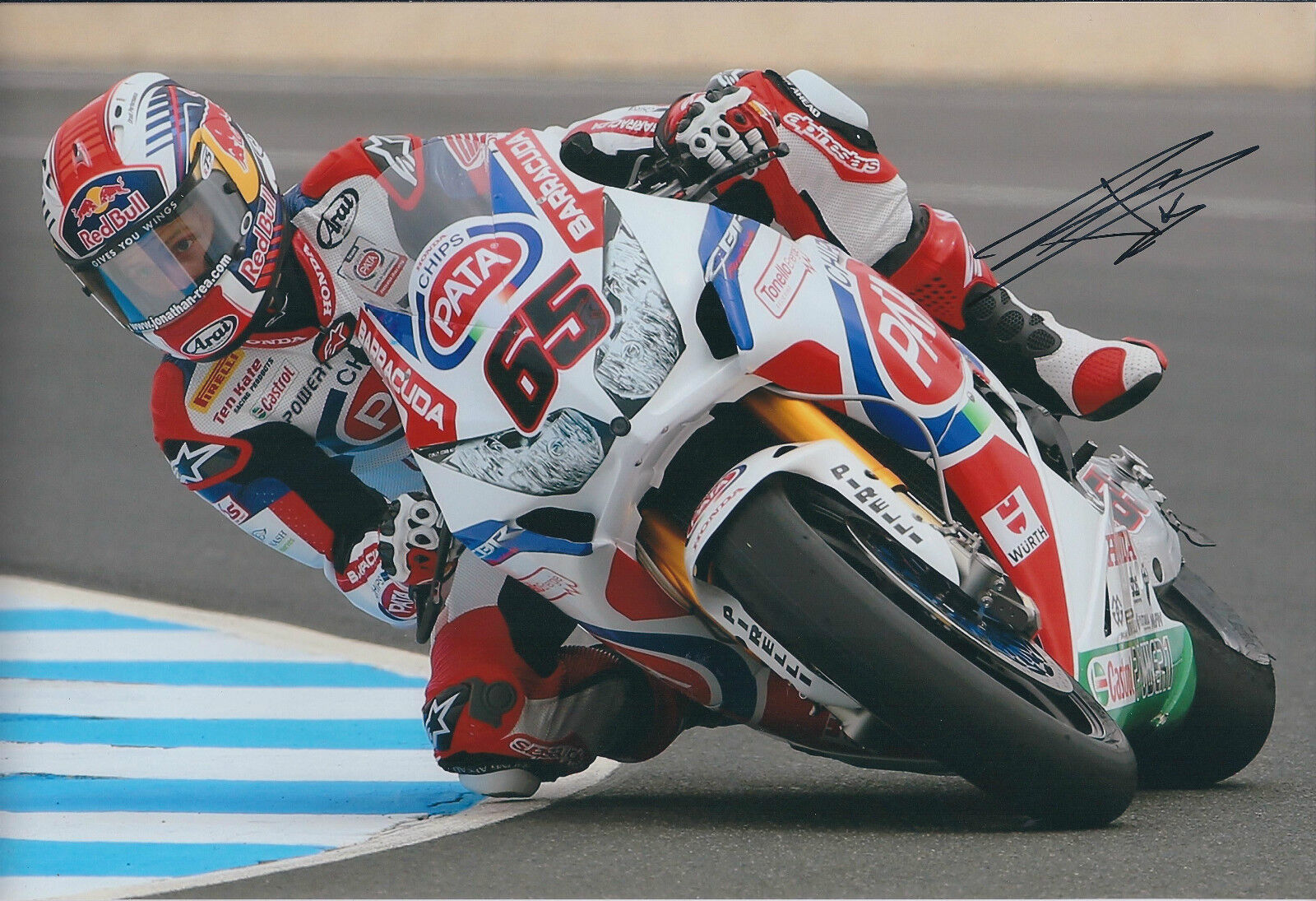 Jonathan REA SIGNED PATA HONDA Autograph 12x8 Photo Poster painting AFTAL COA SUPERBIKE WSB