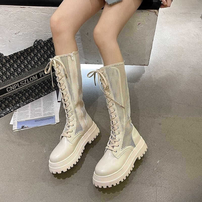 Women Summer Boots New Fashion Women's Sandals 2021 Solid Color High Tube Cool Boots Comfortable Platform Shoes Flat Shoes
