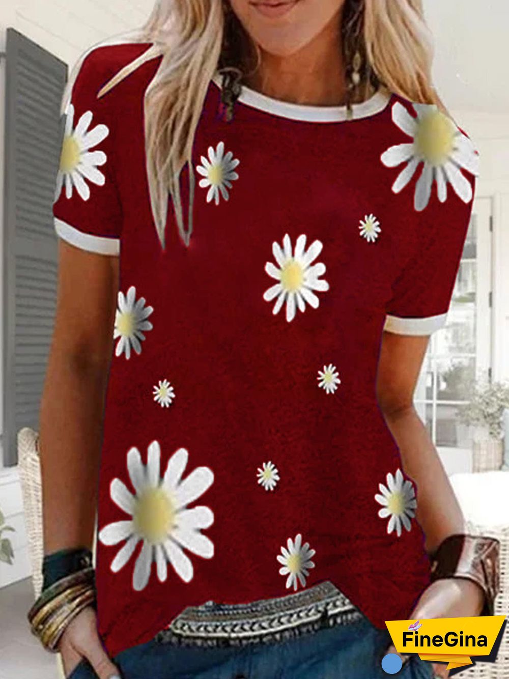 Black Cotton Round Neck Casual Printed T-shirt