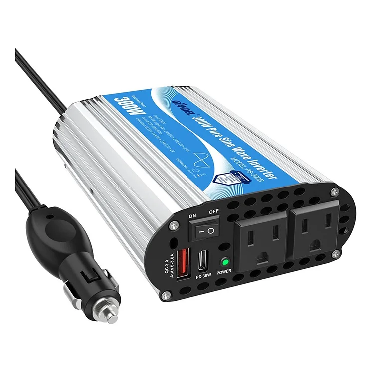 GIANDEL 300W Pure Sine Wave Power Inverter 12V DC to 110~120V AC  