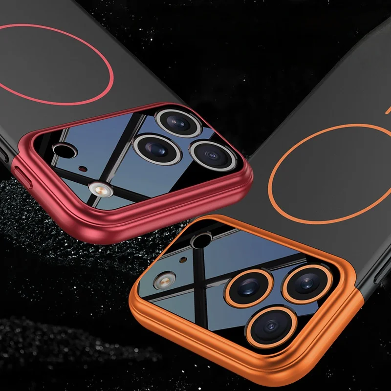 Applicable to cross-border Apple 17promax mobile phone case contrast color master Apple 17pro wireless charging hard case