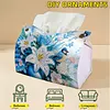 Lilies and Birds DIY PU Diamond Painting Tissue Box Kit Desktop Tissue Holder with Rhinestone Diamond Desk Decorative Tissue Box for Adults Desktop Storage Organizer