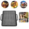 29CM Cast Iron Grill Net Double-Sided Square Baking Tray Hollow Out Grill Pan