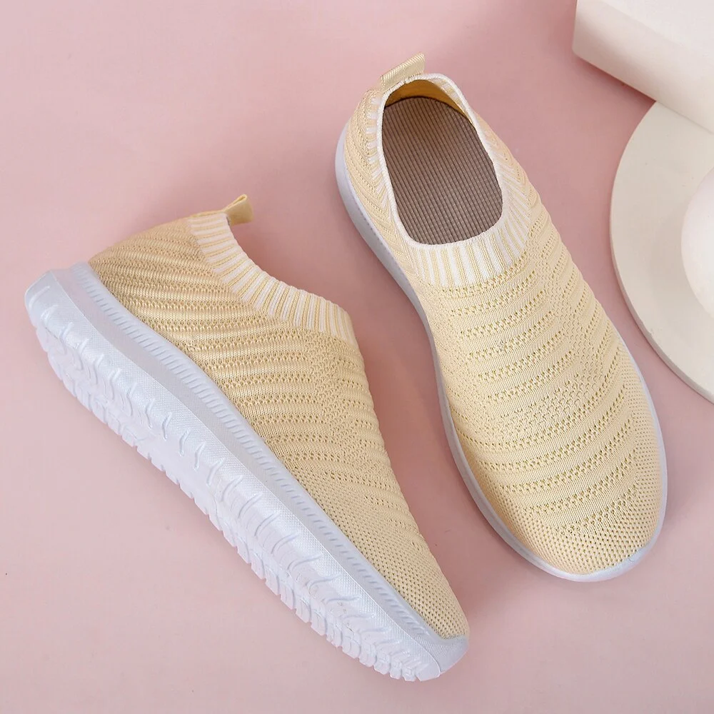 Yyvonne Women's Casual Shoes Fashion Breathable Walking Slip-On Flats Women's White Sneakers Women's 2022 Tenis Feminino Women's Shoes