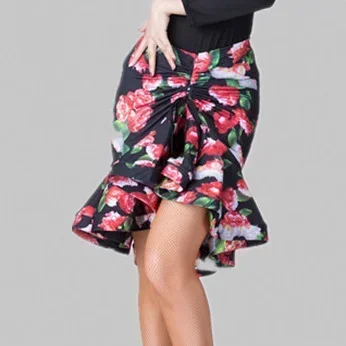 Standawon Leopard Print Women Classic Latin Dance Costumes Asymmetrical Ruffle Mermaid Skirt Lady Salsa Chacha Tango Rumba Dress