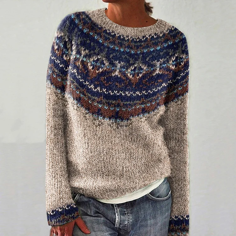 Comstylish Vintage Tribal Iceland Pattern Warm Comfy Cozy Sweater