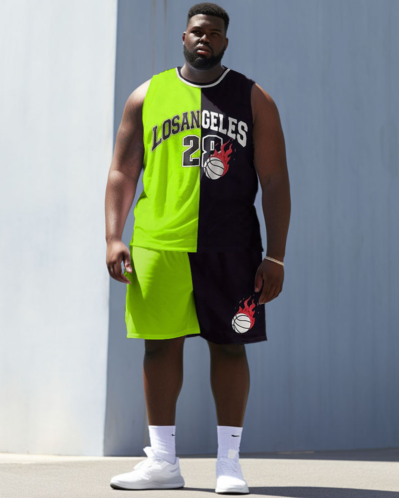 Men's Plus Size Basketball 28 Striped Vest Sports Two Piece Suit
