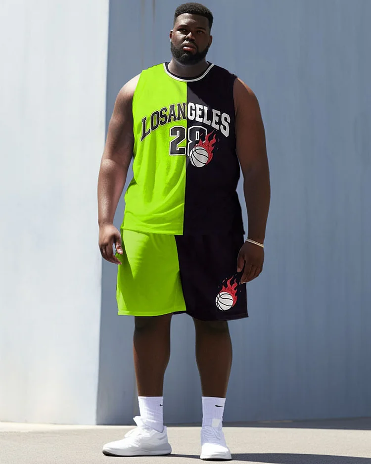 Men's Plus Size Basketball 28 Striped Vest Sports Two Piece Suit