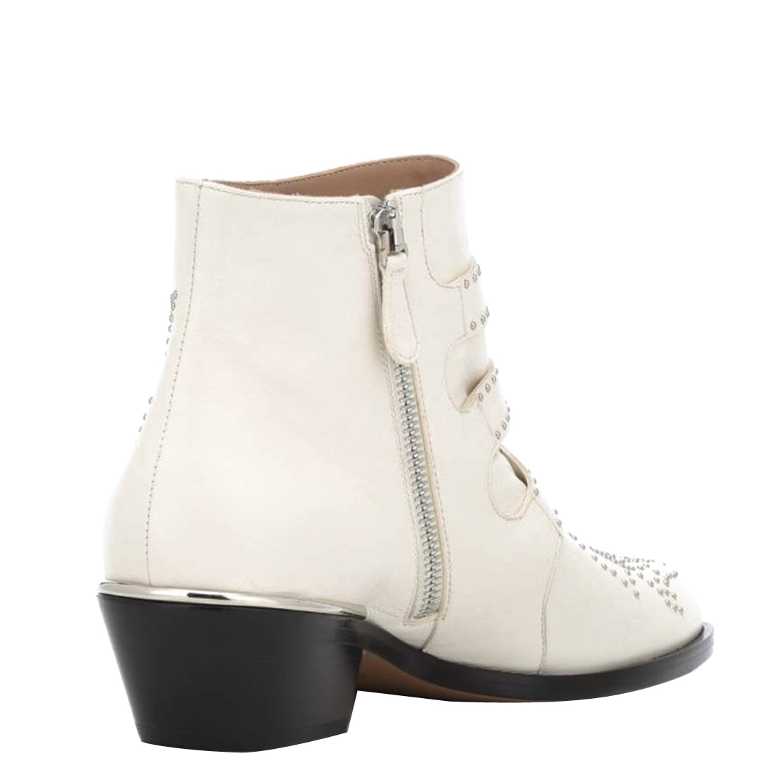Women's Rivets Metal Buckle Low Heels Ankle Boots-vocosishoes