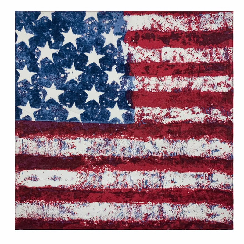 Vintage Cotton Double-Sided American Flag Square Scarf