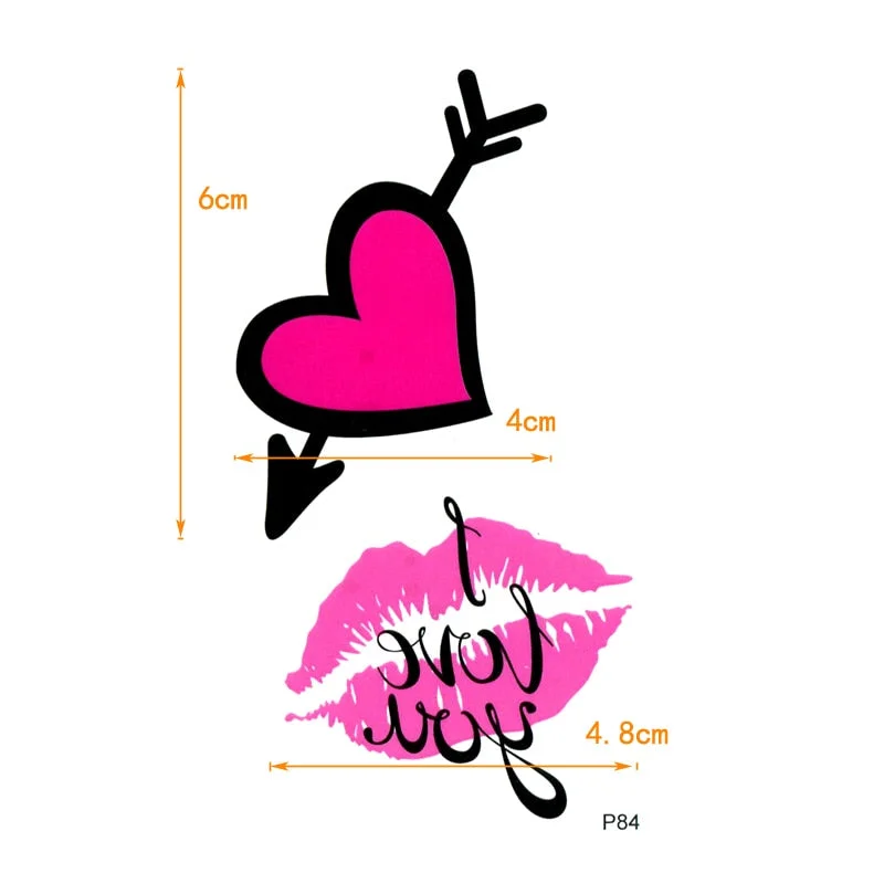 I Love you Kiss Waterproof Temporary Tattoo Stickers Tatouage Heart Fake Tatoo Sticker tattoo on body Henna Tatoo Men