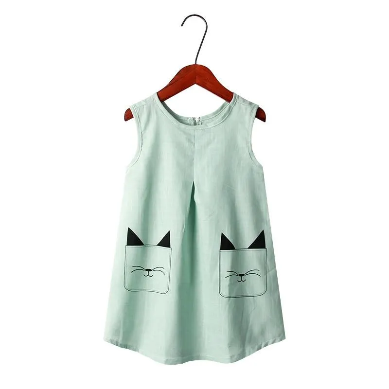 Baby Girl Dress Summer Breathable Cotton Linen Sleeveless Dresses for Girls Kids Cute Princess Dress Casual Children Clothes