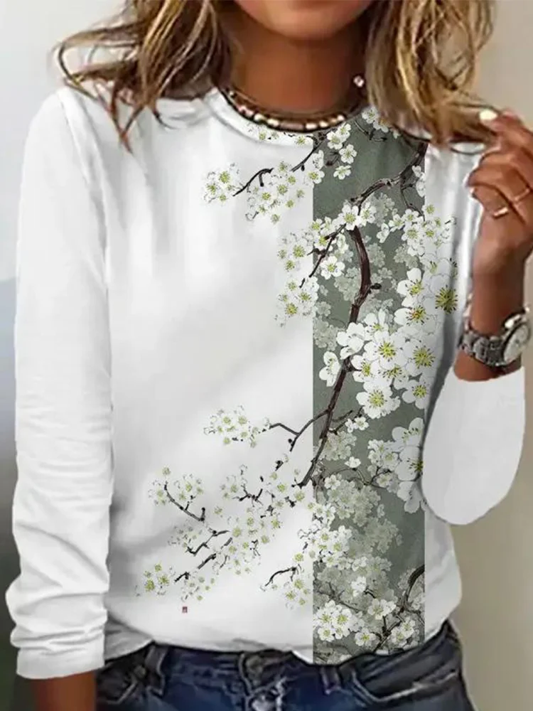 Flower Art Print Long Sleeve T Shirt