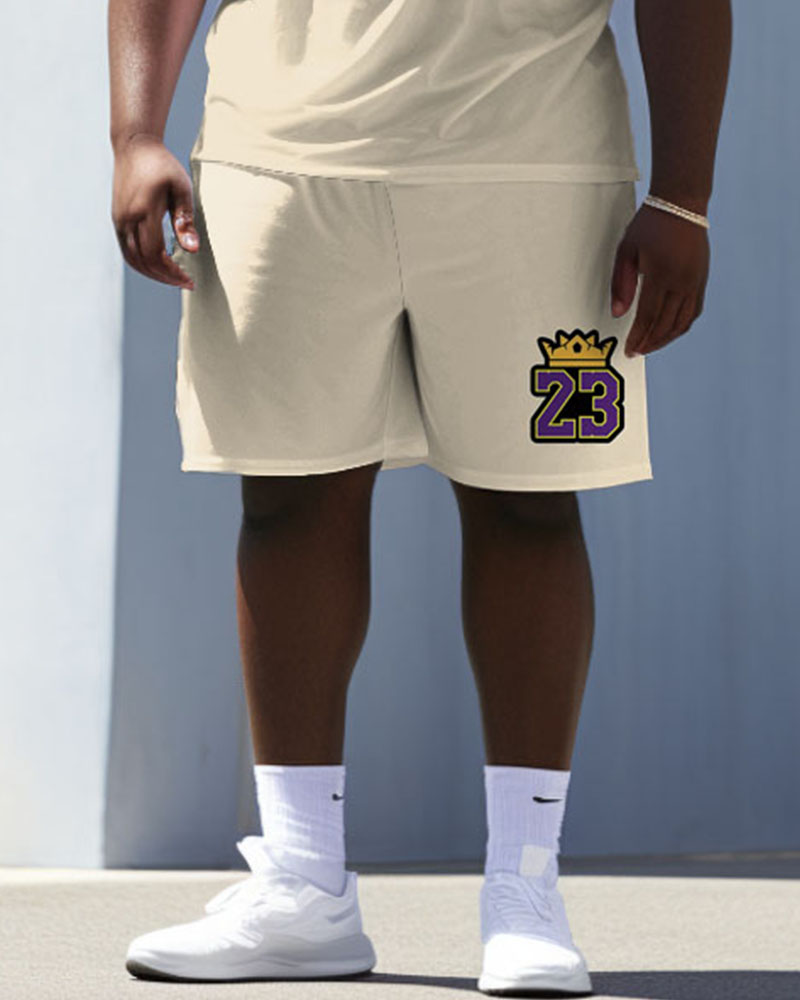 Men's Plus Size Crown Basketball 23 Color Matching Vest Sports Two-piece Set