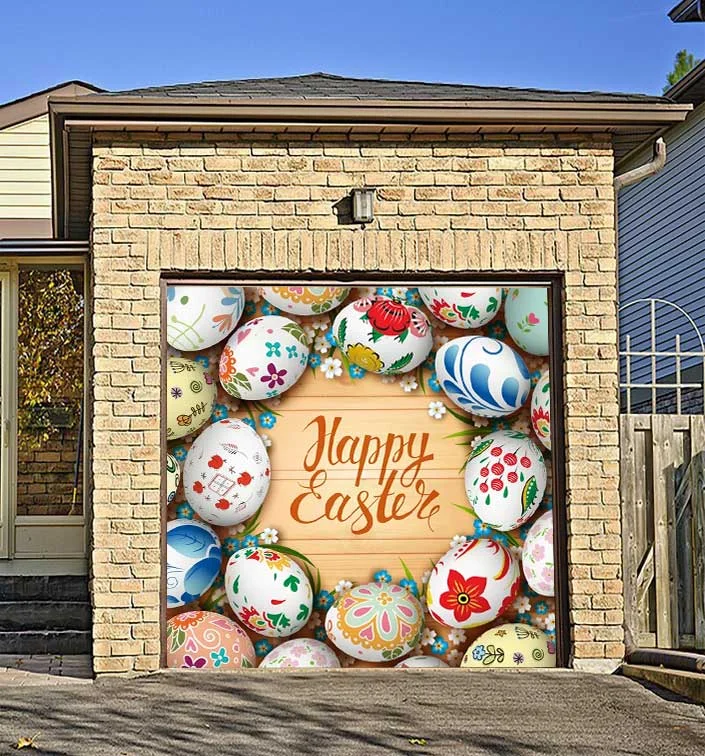 Easter Bunny Egg Garage Door Decorative Mural 7 ft. x 16 ft