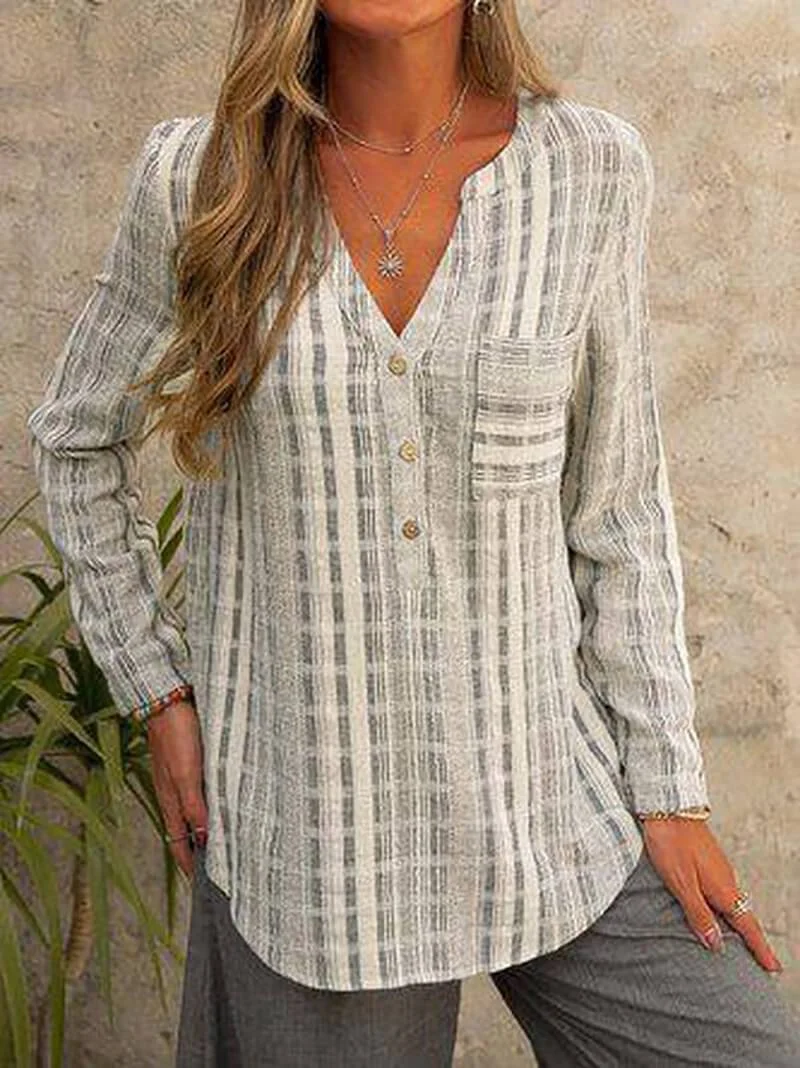 VigorDaily Plaid Relaxed Fit Button Front Top