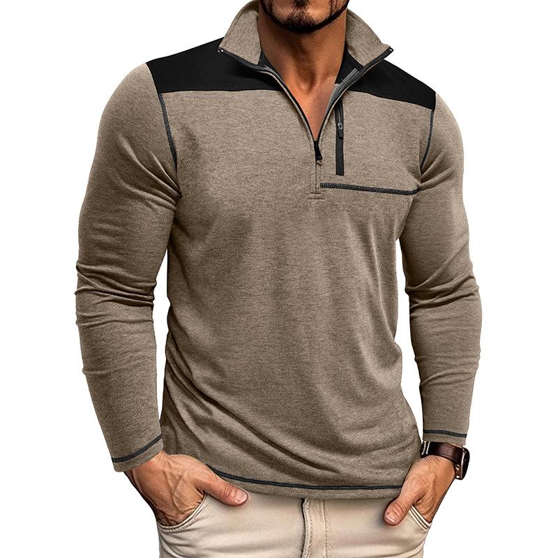 Men's Casual Zipper Stand Collar Colorblock Patchwork Slim Fit Sweatshirt 55344863M