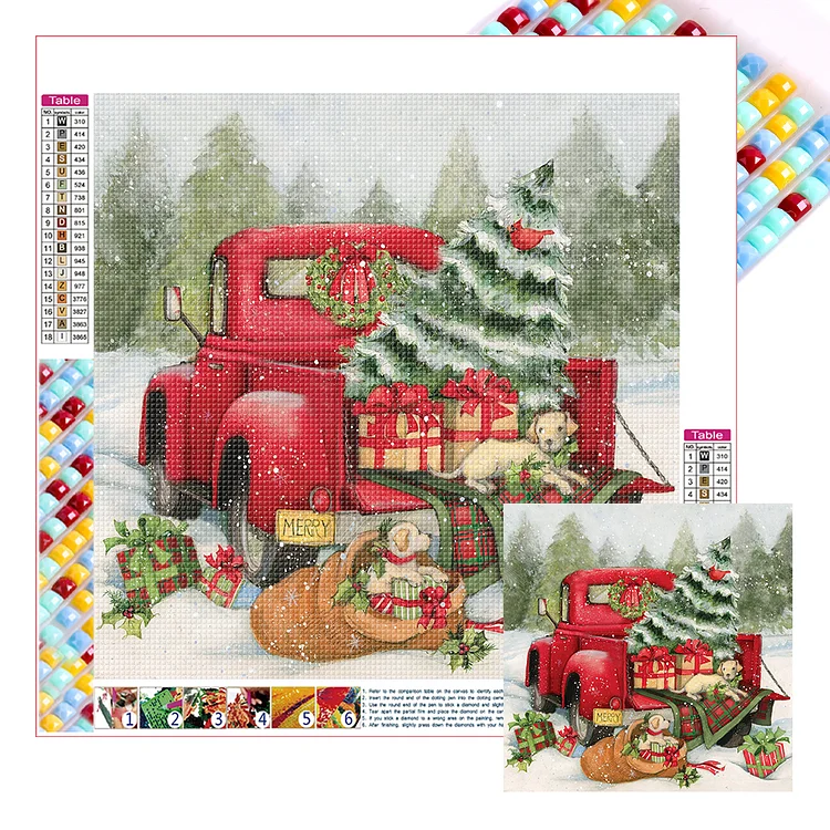 Red Truck 40*40CM (Canvas) Full Square Drill Diamond Painting gbfke