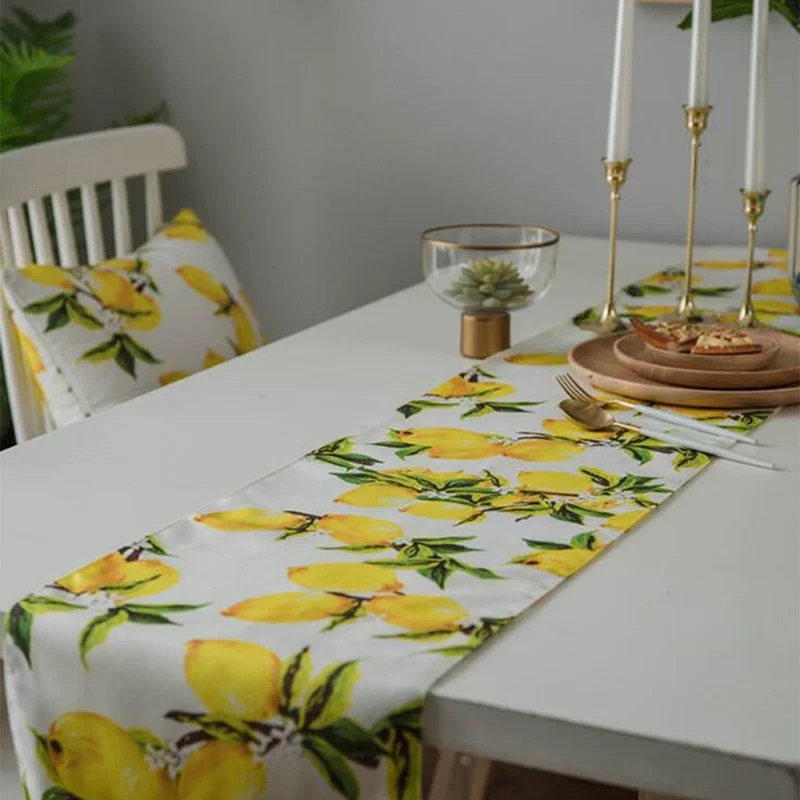 Lemons Table Runner And Mats Decor Caminho De Mesa Hogar Tafelloper For Party Cotton Masa Kosucu Tisch Laufer