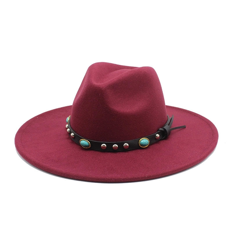 Classic Panama Autumn And Winter Men And Women Denim Woolen Hat New Big Brim Hat