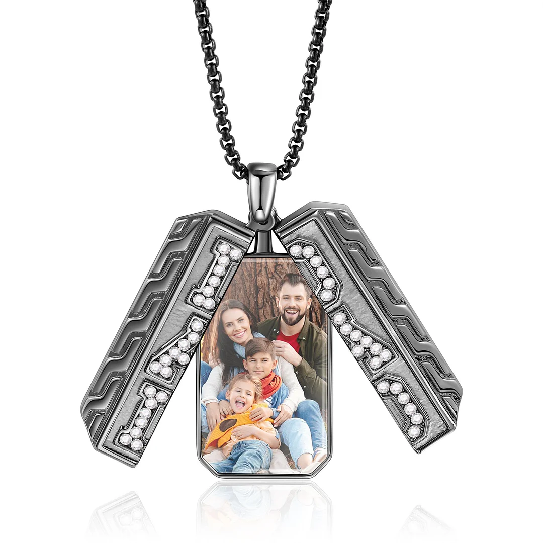 Customized Hidden Photo Pendant Necklace - Gift for Dad