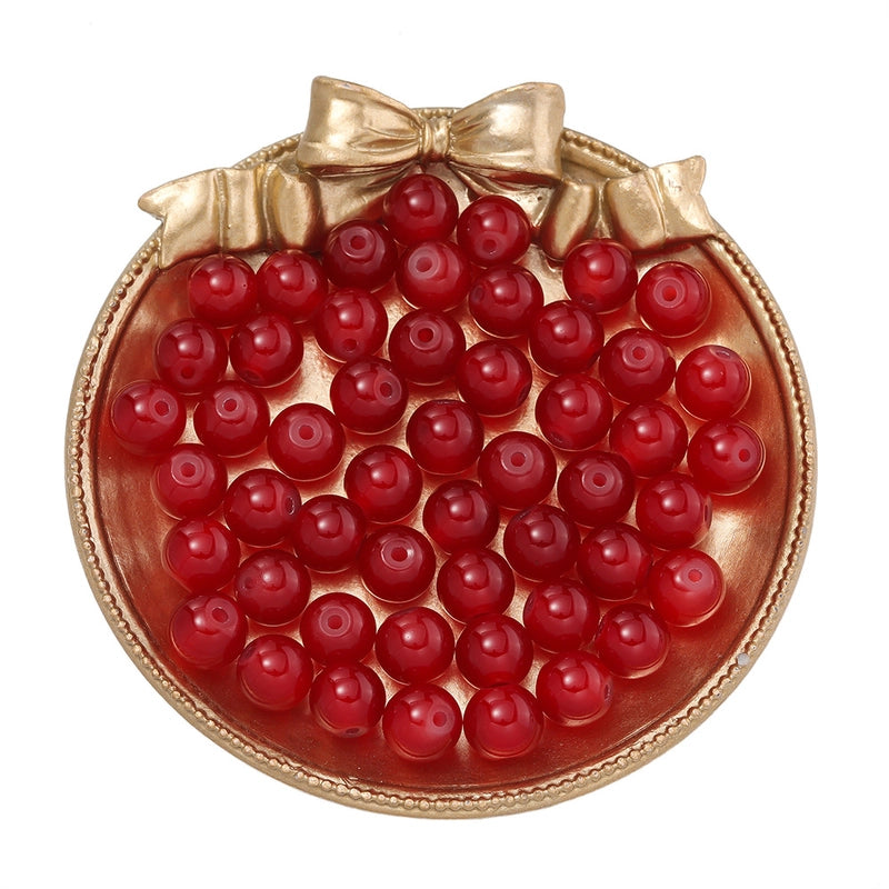 50 PCS/Package Diameter 10mm Diameter 4mm Diameter 8mm Glass Solid Color Jewelry Accessories