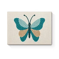 Teal & Beige Butterfly - Punch Needle