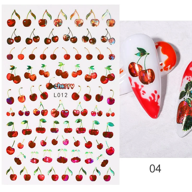 1PC 3D Nail Stickers Spring Flowers Leaves Self-Adhesive Slider Nail Art Decorations Leaf Love Heart Decals Manicure Accessories-Nail Inspo