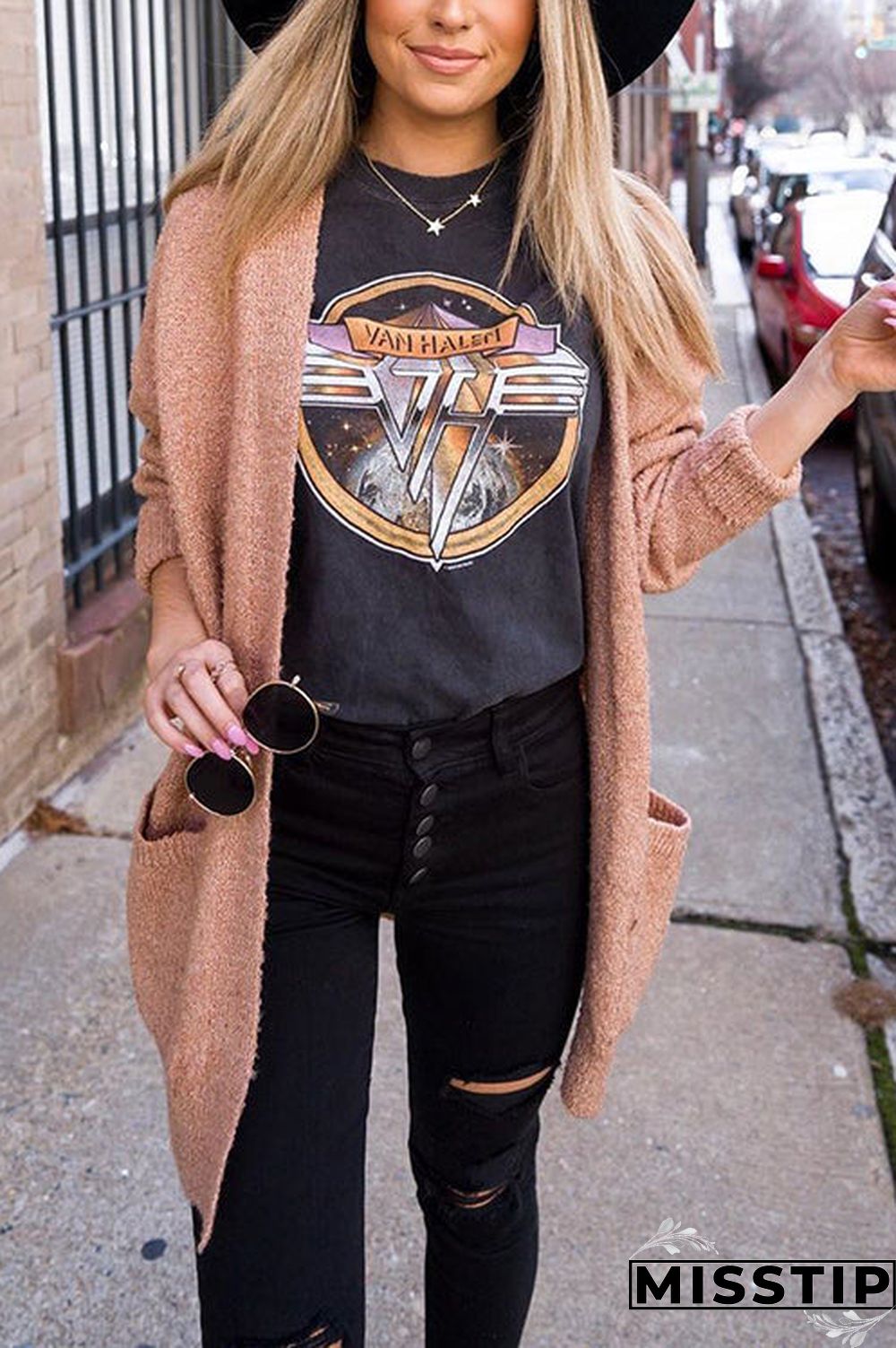 Pocket Knitting Long Coat