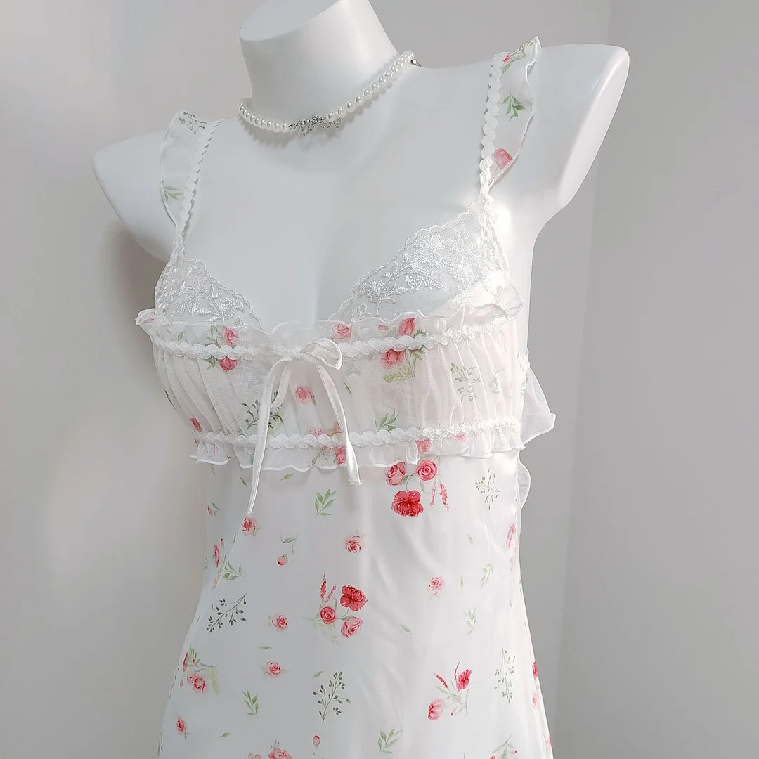 Churchf Churchf Pure Desire High-Grade Broken Ice Silk Ajasy Dress Girl 2025 Sweet Lace Slings With Thoracic Pad Home